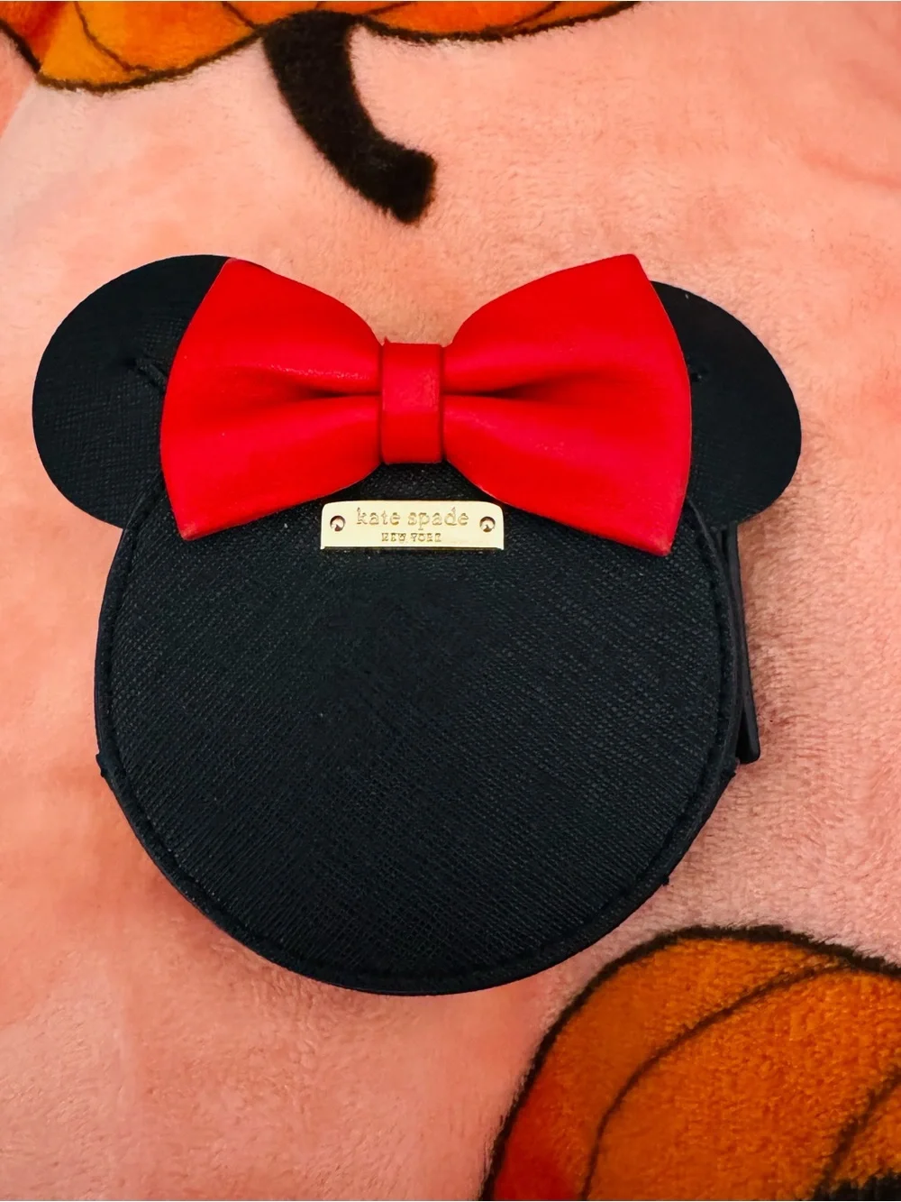 Kate Spade Black Coin Purse with Red Bow Minnie Ears Shape